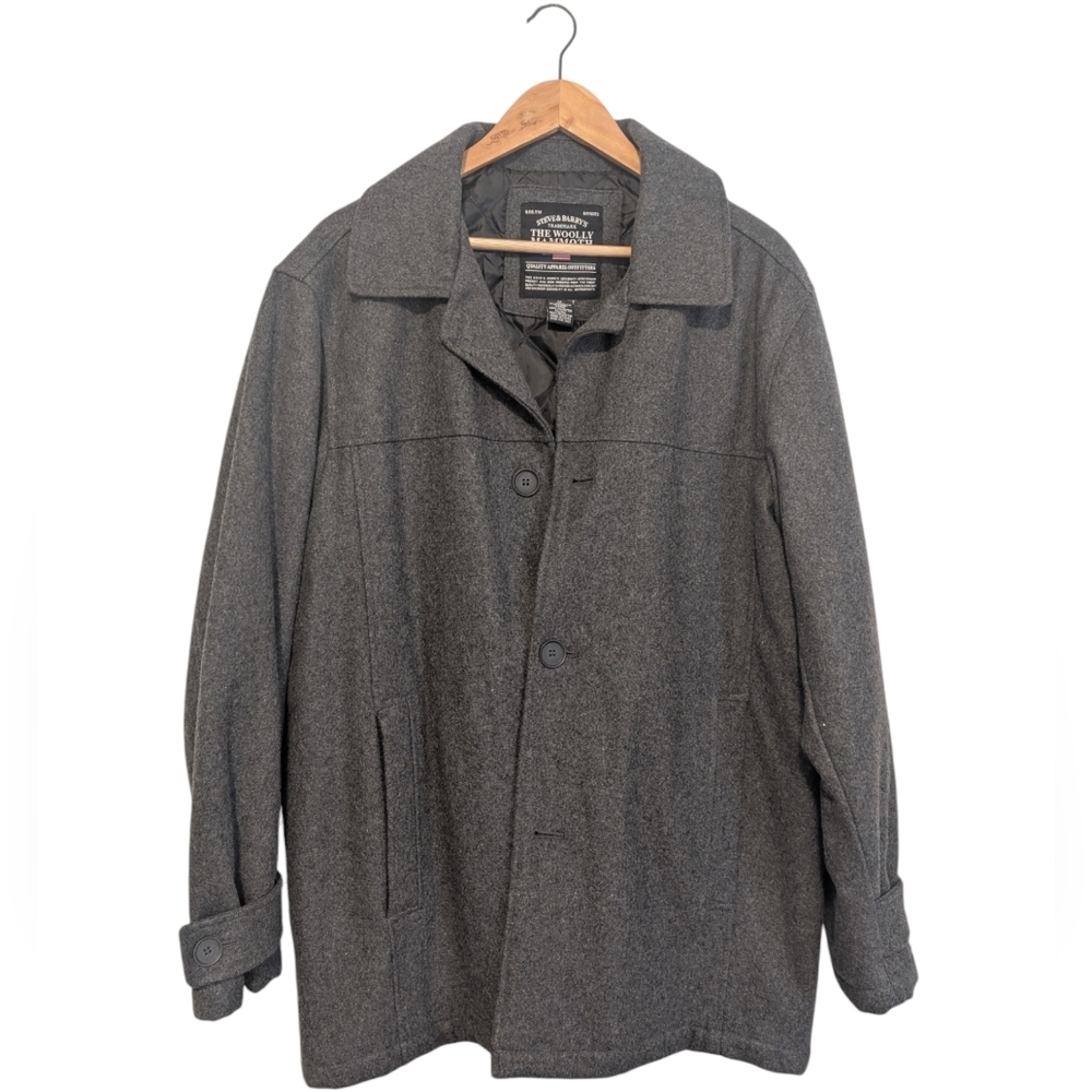 Steve & Barry's the wooly mammoth men's pea coat wool Gray